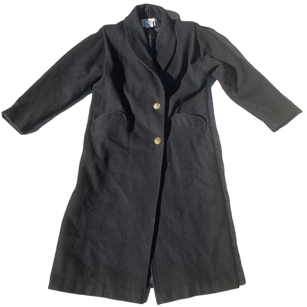 Worthington Essential Overcoat Trench Womens Size 6 Black Wool Button Jacket